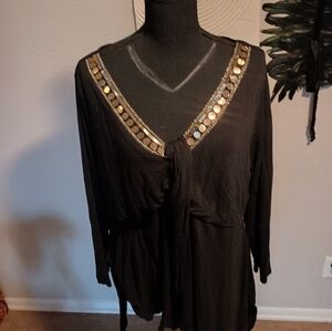 Elegant Black Top with Gold Accents